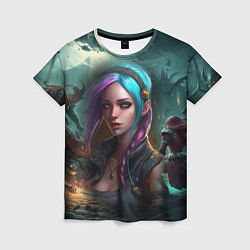 Женская футболка Jinx art Arcane League of Legends