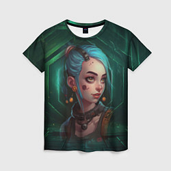 Женская футболка Jinx green Arcane League of Legends