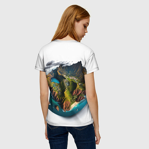 Женская футболка Планета с одним островом / 3D-принт – фото 4