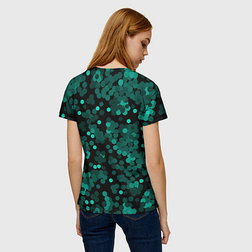 Женская футболка Бирюзовые с зеленым конфетти / 3D-принт – фото 4