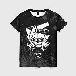 Женская футболка Tokyo Ghoul glitch на темном фоне