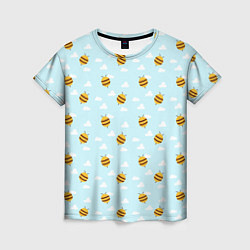 Женская футболка Паттерн облака и пчелы