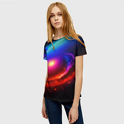 Футболка женская Неоновая галактика, цвет: 3D-принт — фото 2