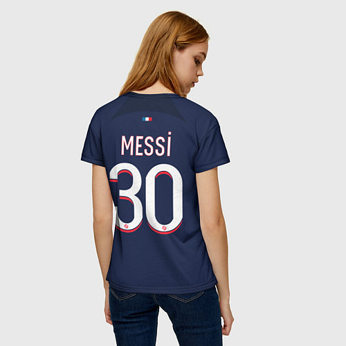 Женская футболка Лионель Месси форма ПСЖ 2324 домашняя / 3D-принт – фото 4