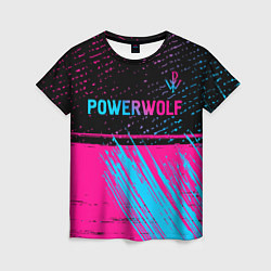 Женская футболка Powerwolf - neon gradient: символ сверху