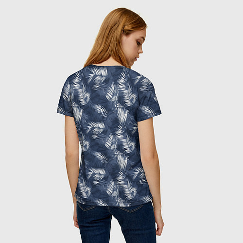 Женская футболка Листья пальм в стиле индиго / 3D-принт – фото 4