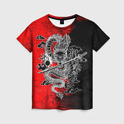 Женская футболка Дракон с катаной