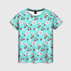 Женская футболка Паттерн цветущая вишня