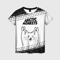 Женская футболка Arctic Monkeys рок кот на светлом фоне
