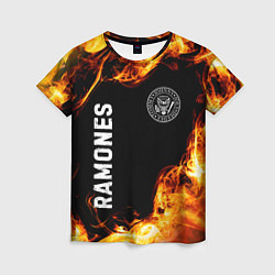 Женская футболка Ramones и пылающий огонь