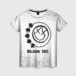 Женская футболка Blink 182 с потертостями на светлом фоне