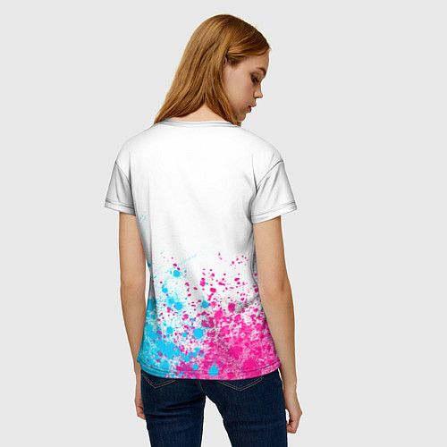 Женская футболка Paramore neon gradient style: символ сверху / 3D-принт – фото 4