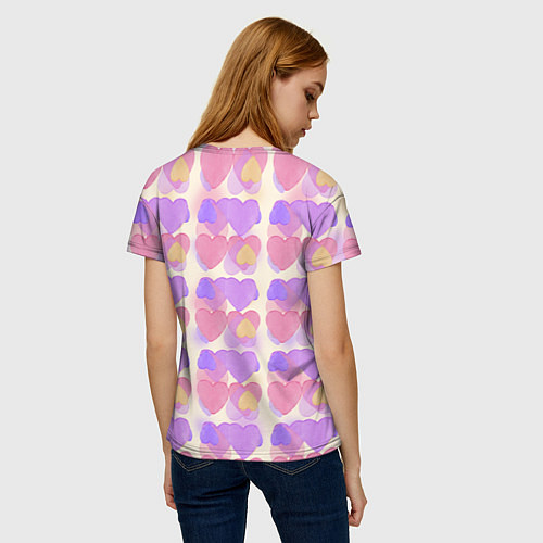 Женская футболка Нежные сердечки / 3D-принт – фото 4