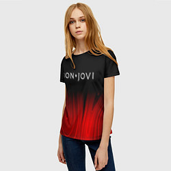 Футболка женская Bon Jovi red plasma, цвет: 3D-принт — фото 2