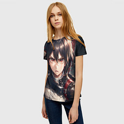 Футболка женская Портрет сердитой боевой девушки аниме, цвет: 3D-принт — фото 2