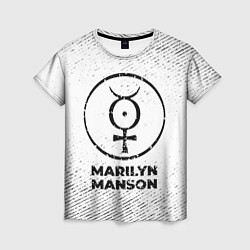 Женская футболка Marilyn Manson с потертостями на светлом фоне