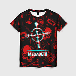 Женская футболка Megadeth rock glitch