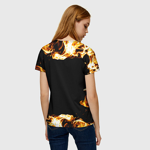 Женская футболка Blink 182 рок кот и огонь / 3D-принт – фото 4