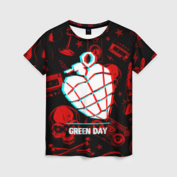 Женская футболка Green Day rock glitch