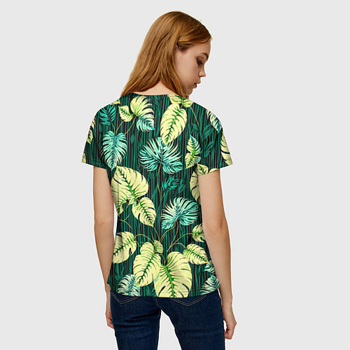 Женская футболка Листья узор тропический / 3D-принт – фото 4