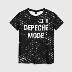 Женская футболка Depeche Mode glitch на темном фоне: символ сверху
