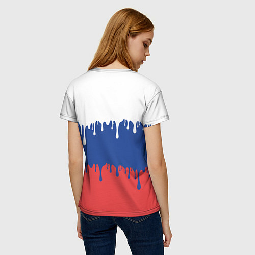 Женская футболка Флаг России - потёки / 3D-принт – фото 4