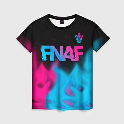 Женская футболка FNAF - neon gradient: символ сверху