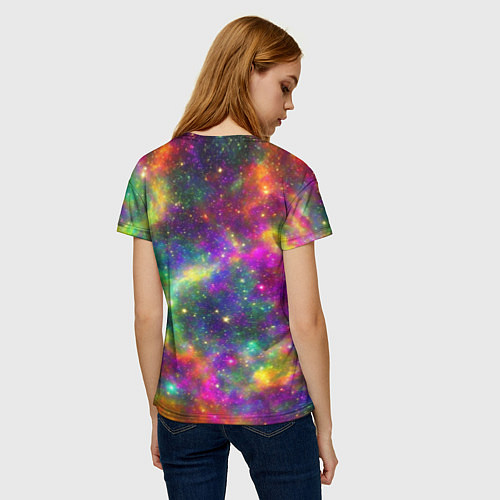 Женская футболка Яркий неоновый космос / 3D-принт – фото 4