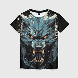 Женская футболка Fantasy blue wolf
