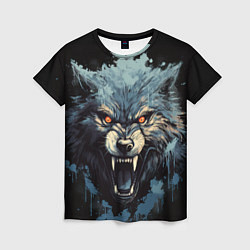 Женская футболка Blue black wolf