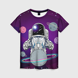 Женская футболка Космонавт с планетами и звездами