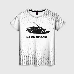 Женская футболка Papa Roach с потертостями на светлом фоне