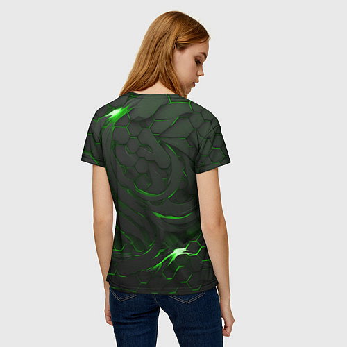 Женская футболка Cyberpunk 2077 phantom liberty green / 3D-принт – фото 4