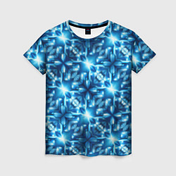 Женская футболка Светящиеся голубые цветы