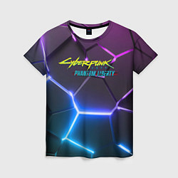 Женская футболка Cyberpunk 2077 phantom liberty neon