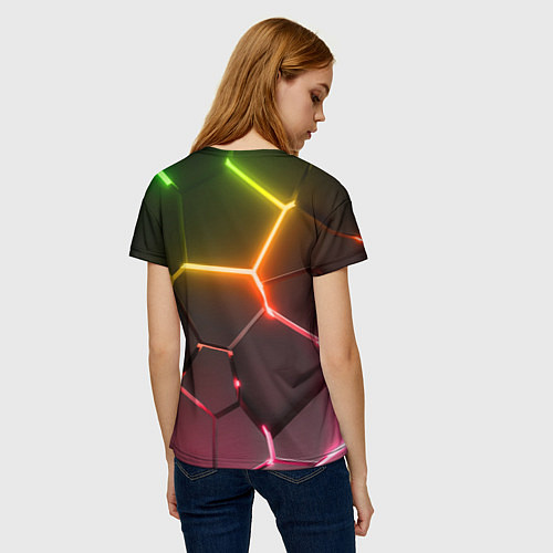 Женская футболка Cyberpunk 2077 phantom liberty logo neon / 3D-принт – фото 4