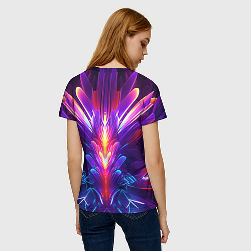 Женская футболка Неоновые объекты абстракция / 3D-принт – фото 4