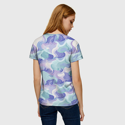 Женская футболка Абстрактные волны разноцветные / 3D-принт – фото 4