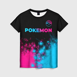 Женская футболка Pokemon - neon gradient: символ сверху