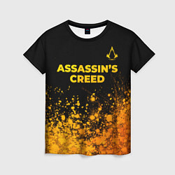 Женская футболка Assassins Creed - gold gradient: символ сверху