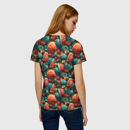 Женская футболка Тропические фрукты паттерн / 3D-принт – фото 4
