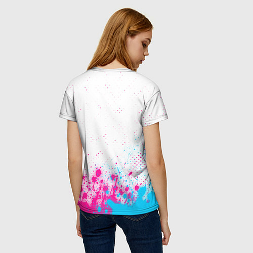 Женская футболка Evangelion neon gradient style: символ сверху / 3D-принт – фото 4