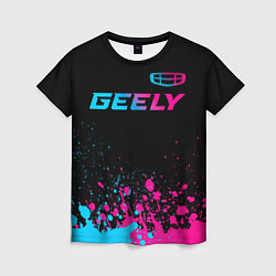 Женская футболка Geely - neon gradient: символ сверху