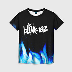 Женская футболка Blink 182 blue fire