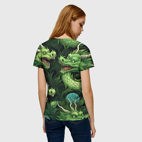 Женская футболка Восточные драконы: арт нейросети / 3D-принт – фото 4