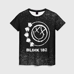 Женская футболка Blink 182 с потертостями на темном фоне