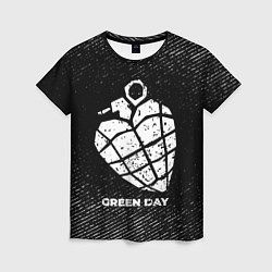 Футболка женская Green Day с потертостями на темном фоне, цвет: 3D-принт