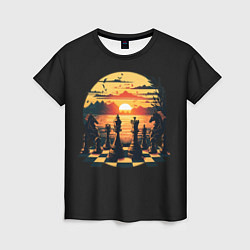 Женская футболка Шахматы любуются закатом