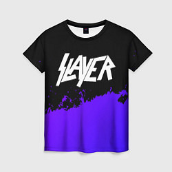 Женская футболка Slayer purple grunge