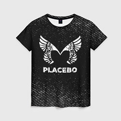 Женская футболка Placebo с потертостями на темном фоне